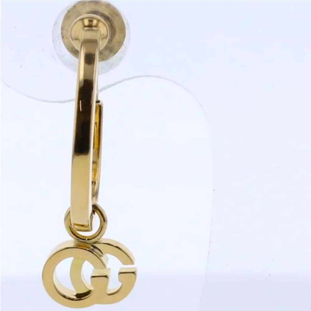 GUCCI 18K Gold Hoop Earring with GG Logo Charm